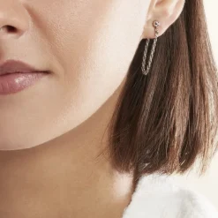 Histoire d'Or Boucles D'oreilles Pendantes Argent Blanc Renae