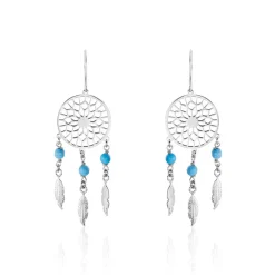 Histoire d'Or Boucles D'oreilles Pendantes Anoki Argent Blanc