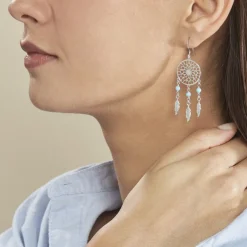 Histoire d'Or Boucles D'oreilles Pendantes Anoki Argent Blanc