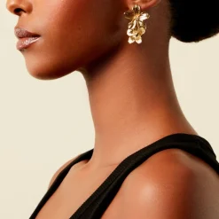 Histoire d'Or Boucles D'Oreilles Pendantes Barbade Acier Jaune