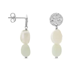 Boucles D'oreilles Pendantes Aroha Argent Blanc Amazonite Perle-Histoire d'Or Hot