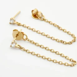 Boucles D'oreilles Pendantes Plaqué Or Lienard Oxydes De Zirconium-Histoire d'Or Sale