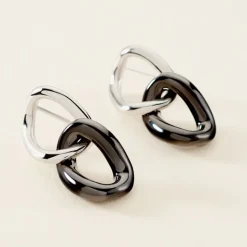 Histoire d'Or Boucles D'oreilles Pendantes Korey Argent Blanc Céramique