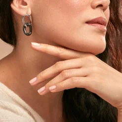 Histoire d'Or Boucles D'oreilles Pendantes Korey Argent Blanc Céramique