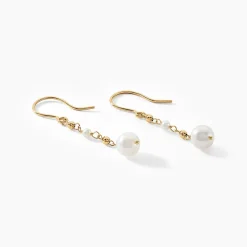 Boucles D'oreilles Pendantes Bindy Or Jaune Perle De Culture-Histoire d'Or New
