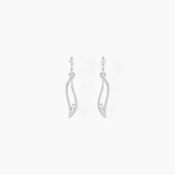 Boucles D'oreilles Pendantes Ysanna Or Blanc Oxyde De Zirconium-Histoire d'Or Clearance