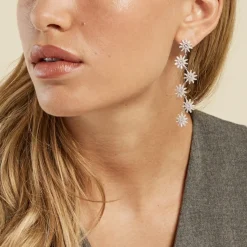 Histoire d'Or Boucles D'oreilles Pendantes Daisy Argent Blanc Oxyde De Zirconium