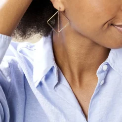 Boucles D'oreilles Pendantes Idoia Plaqué Or Jaune-Histoire d'Or New