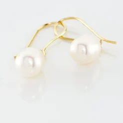 Histoire d'Or Boucles D'oreilles Pendantes Baroque Or Jaune Perle De Culture