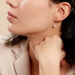 Histoire d'Or Boucles D'oreilles Pendantes Baroque Or Jaune Perle De Culture