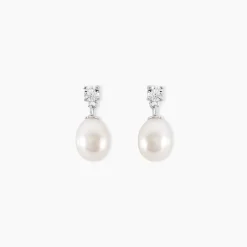 Boucles D'oreilles Pendantes Dolores Argent  Perle De Culture Et Oxyde-Histoire d'Or