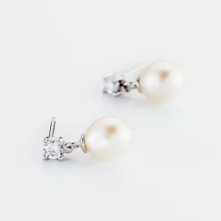 Boucles D'oreilles Pendantes Dolores Argent  Perle De Culture Et Oxyde-Histoire d'Or