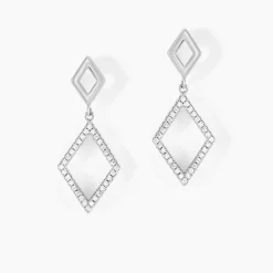 Boucles D'oreilles Pendantes Sounia Argent Blanc Oxyde De Zirconium-Histoire d'Or New