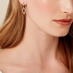 Boucles D'oreilles Pendantes Sounia Argent Blanc Oxyde De Zirconium-Histoire d'Or New