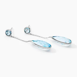 Histoire d'Or Boucles D'oreilles Pendantes Denis Or Blanc Topaze