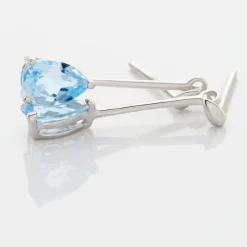 Histoire d'Or Boucles D'oreilles Pendantes Goutte Or Blanc Topaze