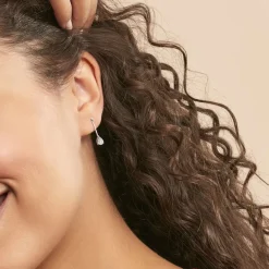 Histoire d'Or Boucles D'oreilles Pendantes Goutte Or Blanc Topaze