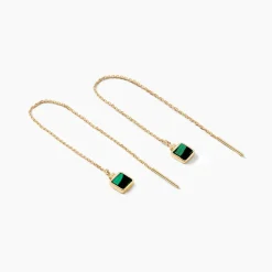 Boucles D'oreilles Pendantes Caron Or Jaune Malachite-Histoire d'Or Outlet
