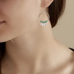 Boucles D'oreilles Pendantes Polyna Argent Blanc Pierre De Synthese-Histoire d'Or Sale