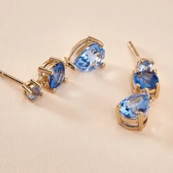 Histoire d'Or Boucles D'oreilles Pendantes Huffie Plaqué Or Jaune Pierre D'imitation