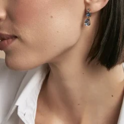 Histoire d'Or Boucles D'oreilles Pendantes Huffie Plaqué Or Jaune Pierre D'imitation