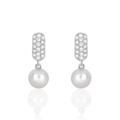 Boucles D'oreilles Pendantes Providence Argent  Perle De Culture Oxyde-Histoire d'Or Sale