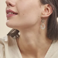 Histoire d'Or Boucles D'oreilles Pendantes Africa Argent Blanc