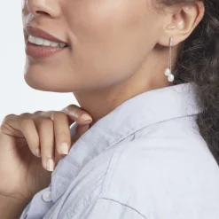 Histoire d'Or Boucles D'oreilles Pendantes Giacomo Or Blanc Perle De Culture