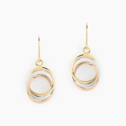 Histoire d'Or Boucles D'oreilles Pendantes Berangere Triple Cercles Or Tricolore