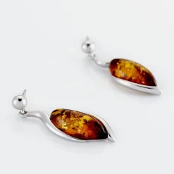 Histoire d'Or Boucles D'oreilles Pendantes Vyara Argent Blanc Ambre