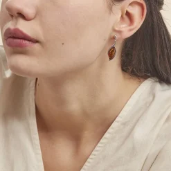 Histoire d'Or Boucles D'oreilles Pendantes Vyara Argent Blanc Ambre