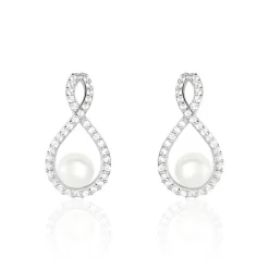 Histoire d'Or Boucles D'oreilles Pendantes Saja Argent  Perle De Culture Et Oxyde