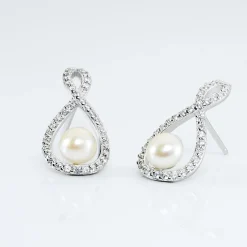 Histoire d'Or Boucles D'oreilles Pendantes Saja Argent  Perle De Culture Et Oxyde