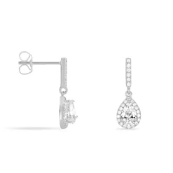 Histoire d'Or Boucles D'oreilles Pendantes Briony Argent Blanc Oxyde De Zirconium
