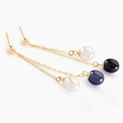 Histoire d'Or Boucles D'oreilles Pendantes Or Jaune Brayann Perles De Culture