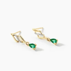 Boucles D'oreilles Pendantes Or Jaune  Patrocle Emeraude Et Diamants-Histoire d'Or
