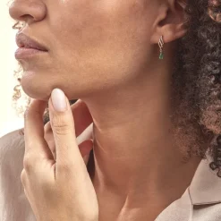 Boucles D'oreilles Pendantes Or Jaune  Patrocle Emeraude Et Diamants-Histoire d'Or