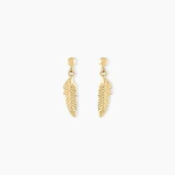 Histoire d'Or Boucles D'oreilles Pendantes Bartolomea Feuille Or Jaune