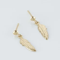 Histoire d'Or Boucles D'oreilles Pendantes Bartolomea Feuille Or Jaune