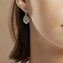 Histoire d'Or Boucles D'oreilles Pendantes Naelia Argent Blanc