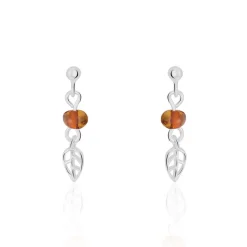 Boucles D'oreilles Pendantes Nolana Argent Blanc Ambre-Histoire d'Or Hot