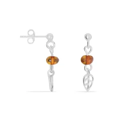Boucles D'oreilles Pendantes Nolana Argent Blanc Ambre-Histoire d'Or Hot