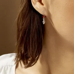 Boucles D'oreilles Pendantes Nolana Argent Blanc Ambre-Histoire d'Or Hot