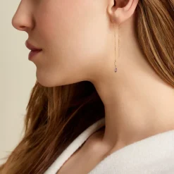 Histoire d'Or Boucles D'oreilles Pendantes Iris Or Jaune Améthyste Topaze