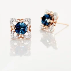 Histoire d'Or Boucles D'oreilles Pendantes Haia Or Rose Topaze Et Oxyde De Zirconium