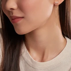 Histoire d'Or Boucles D'oreilles Pendantes Eclat D'etoile Or Jaune Oxyde