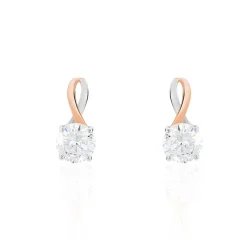 Histoire d'Or Boucles D'oreilles Pendantes Micheline Or Bicolore Oxyde De Zirconium