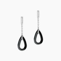 Boucles D'oreilles Pendantes Amaris Argent Blanc Céramique Et Oxyde-Histoire d'Or Best