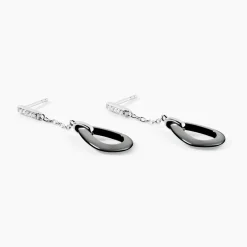 Boucles D'oreilles Pendantes Amaris Argent Blanc Céramique Et Oxyde-Histoire d'Or Best