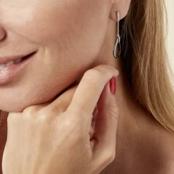 Boucles D'oreilles Pendantes Amaris Argent Blanc Céramique Et Oxyde-Histoire d'Or Best